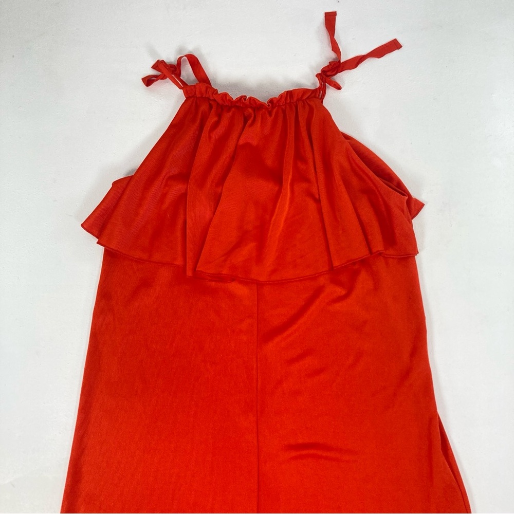 Free People Orange Coco S/P Maxi Dress Ruffle Tie Straps  chic boho Beach Summer - Picture 2 of 16